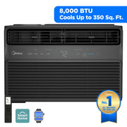 Midea 8,000 BTU Window Air Conditioner, Smart Inverter, Wi-Fi Enabled, Remote Control, Black, MAW08V1WBK