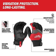 Milwaukee 48-73-8771 Smartswipe Men's Anti-Vibration Work Gloves, Black/Red, Medium