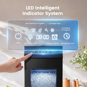 Patbrela Nugget Ice Maker, Portable Countertop Chewable Pebble Ice Machine, 40lbs/24H, Self-Cleaning Touch Screen, Black