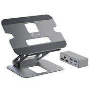 J5Create Multi-Angle Dual HDMI Laptop Docking Station with USB-C Mini Dock, 4K HDMI, Gigabit Ethernet, 100W Power Delivery, Aluminum Riser, Space Gray, JTS427