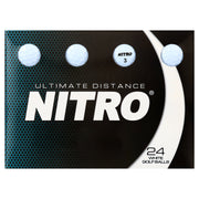 Nitro Golf Ultimate Distance Golf Balls, White, 24-Pack, 2-Piece Titanium Core NUD24WBX