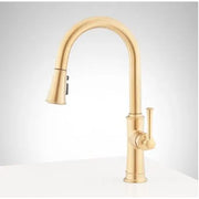Signature Hardware SHXCBE107BG Beasley 1.75 GPM Single Hole Pre-Rinse Kitchen Faucet, Brushed Gold