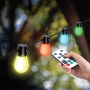 Feit Electric Outdoor LED String Lights, 24 Ft, 12 Frosted Color Changing Smart RGB Bulbs, Wet Location Rated, LVSL24-12/RGBW/AG