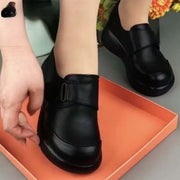 Nouveau Haven Womens Non-Slip Waterproof Work Shoes, Oil-Resistant Slip-On Flats, Lightweight Closed Toe Safety Shoes, Black, Medium Width