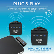 Bower WALAPMIC2P Dual Pro Wireless Lavalier Microphone System