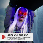 Haunted Hill Farm Tombstone Lifter Animatronic, Sound-Activated Zombie with Red LED Eyes, Battery Operated, 30.5 in, Indoor or Covered Outdoor Halloween Decoration