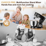 CUOCCO PRO Stand Mixer, 1000W Pure Copper Motor, 5.5-Quart Stainless Steel Bowl, 11 Speeds with Pulse, Tilt-Head, Dishwasher Safe Attachments, Black