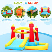 Toiyjofe Inflatable Bounce House with Slide & Ball Pit, Kids Bouncy Castle with Blower, Backyard Play Center for Kids 3-6, Indoor Outdoor Party Use
