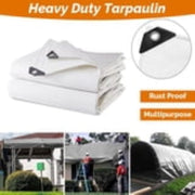 Autoez 20*30ft Heavy Duty 20 Mil Tarp Cover White Poly Tarpaulin Tarpaulin with Grommets and Reinforced Edges - Waterproof