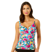 Anne Cole Amalfi Floral Twist Front Underwire Tankini Top for Ladies - Amalfi Floral - 32B/34C