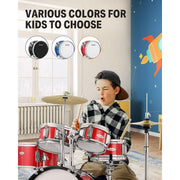 Donner 5-Piece 14 Inch Mini Drum Sets for Kids, REd