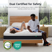 Z-HOM Queen Hybrid Mattress, 14 Inch Medium Firm, Five-Zone Pocket Spring Support, Euro Top, Breathable Knitted Cover