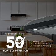 Broan-NuTone Glacier 42-Inch Under Cabinet Range Hood, Convertible Venting, 350 Max Blower CFM, Energy Star Certified, LED Lighting, Black, GLA1423BL