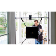 Quiet Punch Doorway Punching Bag, Portable Home Boxing Trainer with Phone Holder and App, Black, Compact 28-36 in