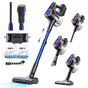 Hoofun Cordless Stick Vacuum Cleaner, 450W Motor, 50 Min Runtime, 1.5L Dustbin, HEPA Filter, Detachable Battery, Blue, CVC-001