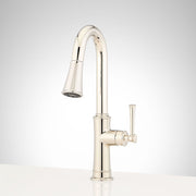 Signature Hardware Beasley Bar Faucet, Polished Nickel, Single-Hole, Pull-Down Spray, 1.75 GPM, 955268