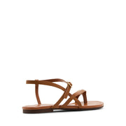 Madden Girl Treasuree Strappy Flat Sandals with Toe Ring Hardware, Cognac, Women's