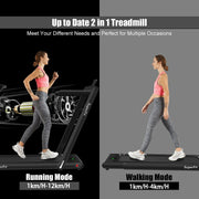 Costway SP37146BK SuperFit 2.25HP 2 in 1 Folding Treadmill W/ Speaker Remote Control APP, Black