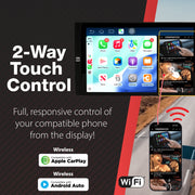Dual Electronics 10.1 Inch Touchscreen Dash Mount Car Stereo, Wireless and Wired Apple CarPlay, Android Auto, Bluetooth, 240W Audio Output, Black, DMD10W