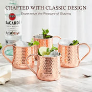 KITESSENSU Moscow Mule Mugs Set of 4, 18 oz Hammered Copper Cocktail Cups, Durable Barware, Rustic Design