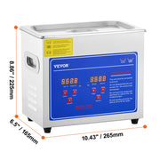 KFFKFF Ultrasonic Cleaner, 15L Stainless Steel Tank, 40kHz Frequency, Digital Heater and Timer, Professional Lab Jewelry Eyeglass Cleaner, 20A
