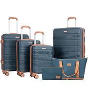 Amalodie 6 Piece Hardside Luggage Sets, Dark Green - 100% ABS
