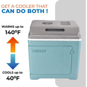 Pinnacle Thermoware 30L Electric Portable Cooler, 12V Plug-In, Blue, Large Capacity for Hot and Cold Food and Drinks, 8007