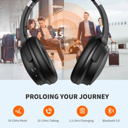 VILINICE Q8 Noise Cancelling Wireless Bluetooth Over Ear Headphones with Microphone, Black