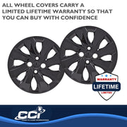 Coast2Coast Automotive Wheel Cover, 15in Black Gloss Painted Bolt-On Set of 4 for 2018-2020 Kia Rio, CCI-54915BLK