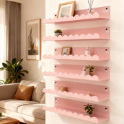 AMIENIV 6-Piece Pink Metal Floating Shelves, 16 in, Cloud Shape with Scalloped Edge for Girls Room Nursery