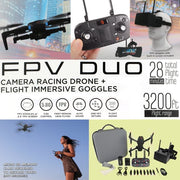 Vivitar DRCLS16 FPV Duo Camera Racing Drone and First Person View Goggles with Built In GPS, Black