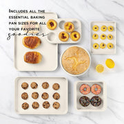 Cook With Color YPANS091 CRM Country Kitchen 13-Piece Nonstick Cookware and Bakeware Set, Stackable Design, Cream, YPANS091 CRM