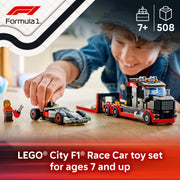 LEGO City F1 Display Truck with Audi F1 Race Car Building Set, 508 Pieces, Ages 7+, 6585638