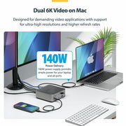StarTech.com Thunderbolt 5 Docking Station, Dual 8K 60Hz, Triple 4K 144Hz, 140W Laptop Charging, 2.5GbE Ethernet, USB4 Compatible, Space Gray, 215N-TB5USB4DOCK