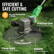 WORKPROX 20V Cordless String Trimmer and Edger, 12-Inch Cut, 4.0Ah Battery, Auto Line Feed, Adjustable Head, WX125320AE