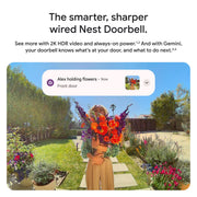 Google Nest Doorbell Wired 3rd Gen, 2K HDR Video, Gemini Technology, Wide 166 Field of View, Night Vision, Two-Way Audio, Snow