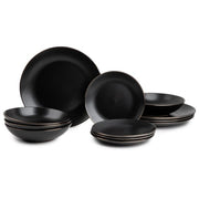 Thyme & Table TT0040 Dinnerware Black Onyx Stoneware, 12 Piece Set
