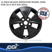 Coast2Coast 16 Inch Automotive Wheel Cover, 5 Flared Spokes, Snap-On, Gloss Black, ABS Plastic, Set of 4, IWCIMP400BLK
