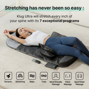Klug Stretching Massager Ultra Auto-Stretching Mat with 3 Intensity Levels, 7 Programs, 2 Heat Levels, Foldable Portable Design, Gray, MT-102