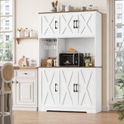Homfa 70.9in Tall Kitchen Pantry Cabinet with Microwave Countertop, Farmhouse Buffet Hutch, 6 Doors, White