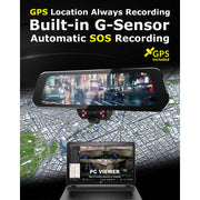 RYDEEN 360 View Surround View 4K Dash Camera 10-inch Touchscreen Frameless Rearview Mirror with TFT Monitor w/ Auto Brightness Day/Night  DIY Install  Backup Video-in