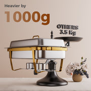 CAMMOO 4 Pack 9QT Gold Stackable Rectangular Chafing Dish Buffet Set, 18/8 Stainless Steel Food Warmers