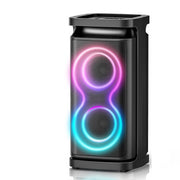 GCZ Portable Party Speaker, Dual 4-Inch Woofers, 40W, Bluetooth 5.3, Microphone Jack, LED Lighting, IPX7 Waterproof, USB TF AUX Support, Black