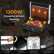 Costway ES10271US-DK Electric Panini Press Grill Sandwich Maker with LED Display & Removable Drip Tray