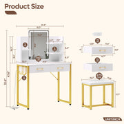 Bestier Makeup Vanity Set with Mirror and Lights, White