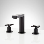Widespread Lavatory Faucet - brass body zinc cross handles - 1.2gpm 60psi - overflow drain - Matte Black
