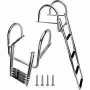 Winibo 4Step Boat Ladder, 304 Stainless Steel, Telescoping Folding Pontoon Ladder with Slip-Proof Steps and Extra Tall Handrails, 600 lb Capacity, 8341SH