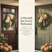 Handcrafted Hydrangea Wreath with Colorful Flowers and Natural Rattan Base