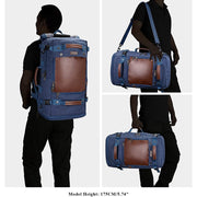 WITZMAN Large Travel Backpack Convertible Canvas Rucksack Duffel Bag, Blue, 40L, A2021