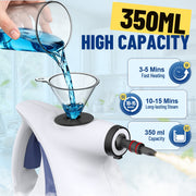 Earnlytozv Handheld Steam Cleaner, 1050W High Power, 230F Steam, 350ml Tank, 11 Accessories, Blue and White, JQB-399